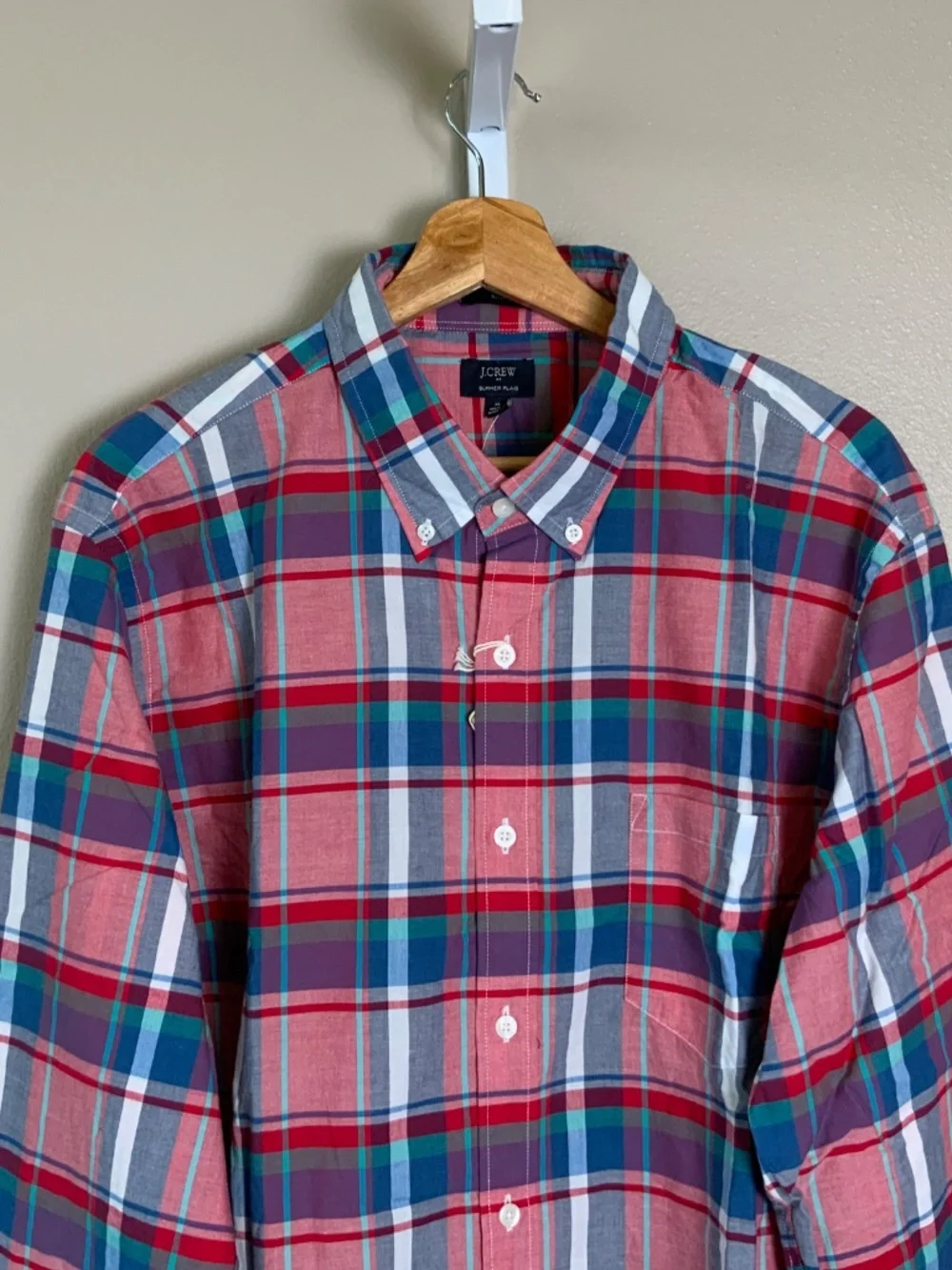 J. Crew Slim Summer Plaid Button Down Oxford Shirt